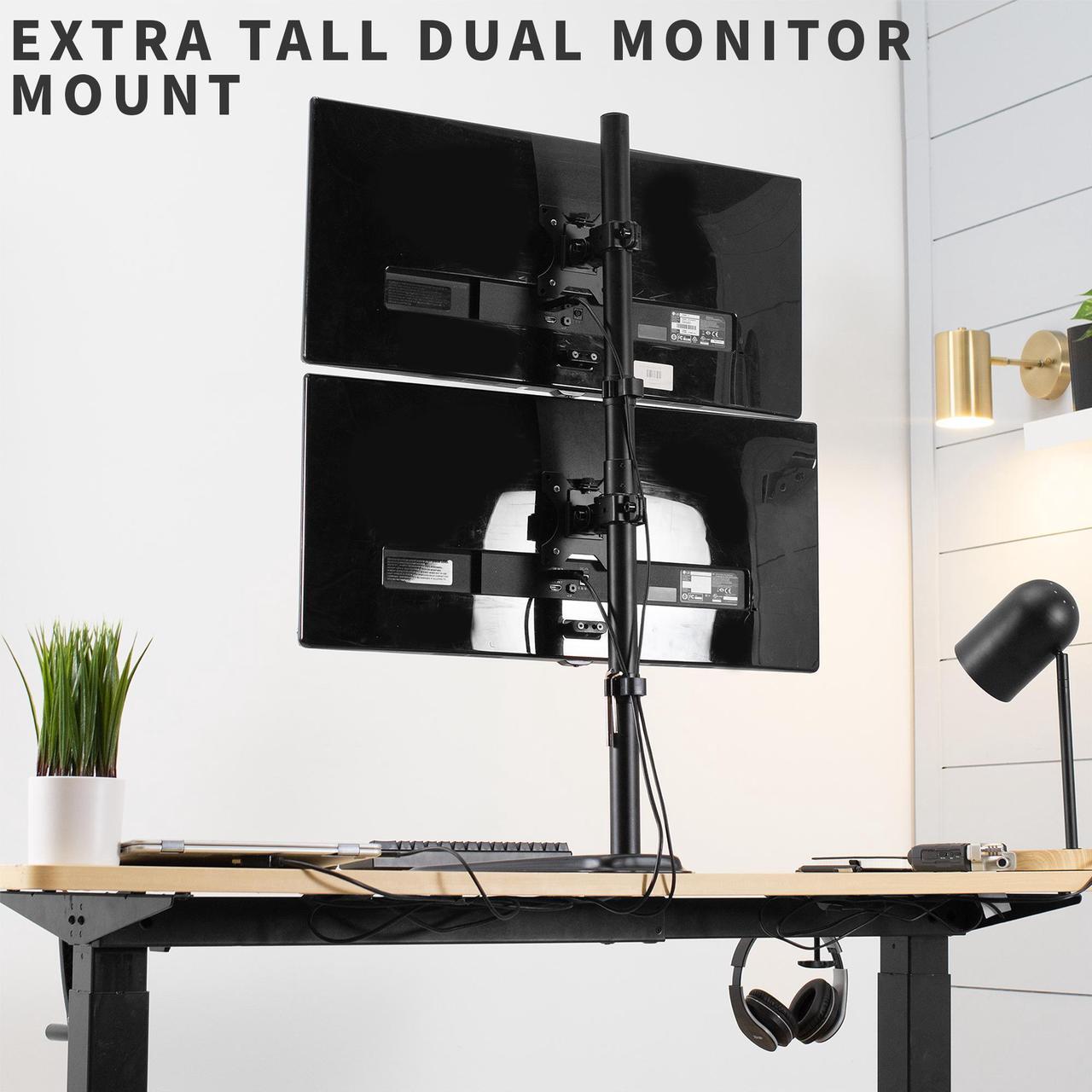 Alt view image 7 of 7 - VIVO Dual LCD Monitor Desk Stand/Mount Free Standing, Holds Vertical 2 Ultrawide Screens up to 34" (STAND-V002L)