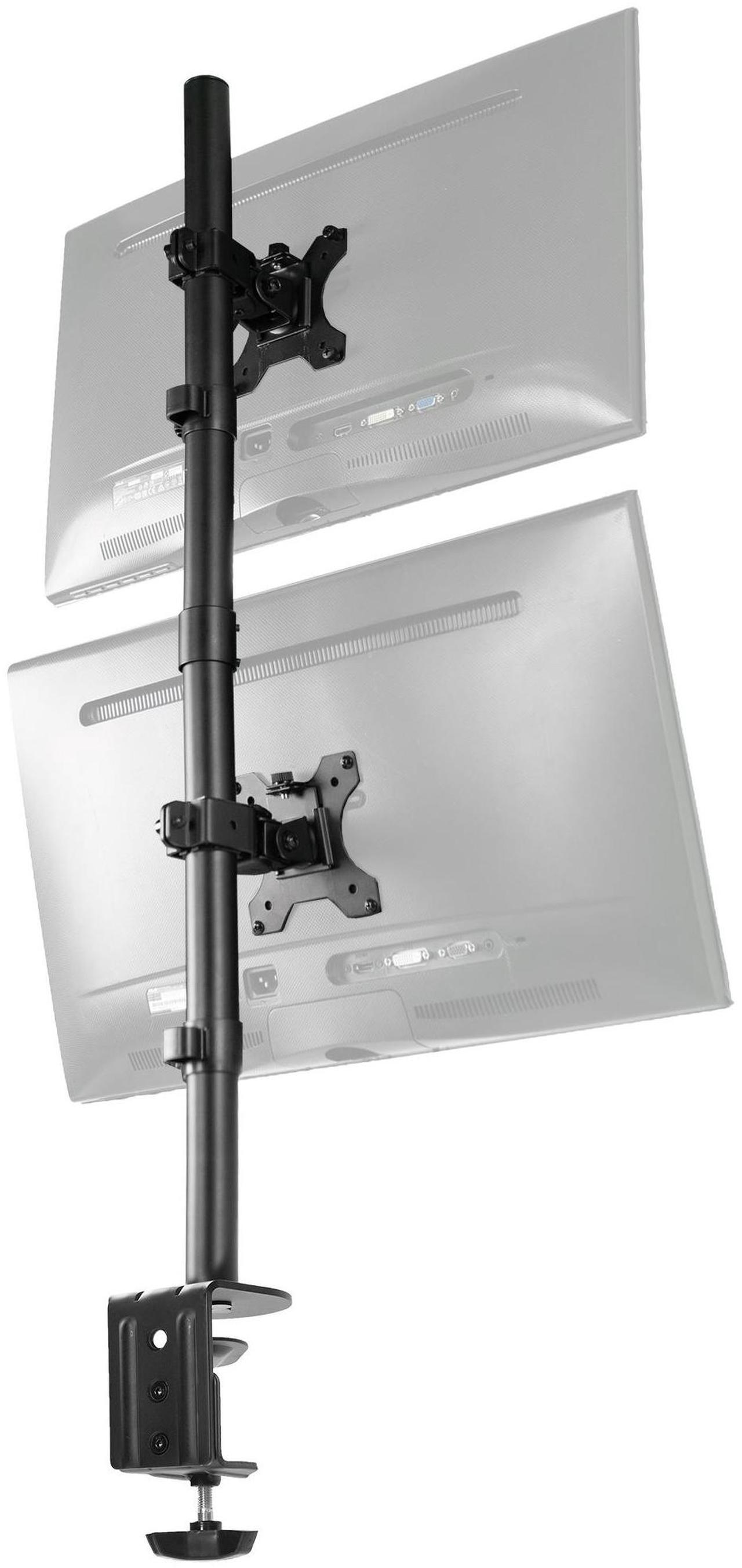Main image of VIVO Black Dual LCD Monitor Desk Mount Stand, Stacked Array, Holds Vertical 2 Ultrawide Screens up to 34", STAND-V002T