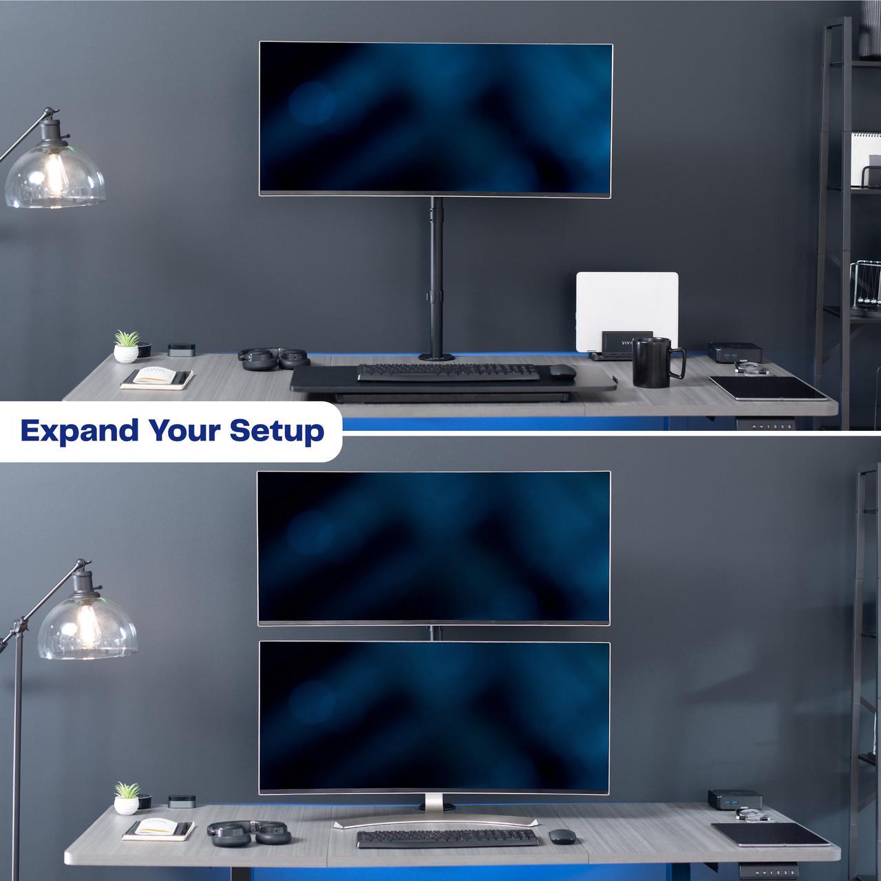 Alt view image 7 of 7 - VIVO Single Monitor Desk Mount Extra Tall Fully Adjustable Stand for up to 32" Screen (STAND-V001T)