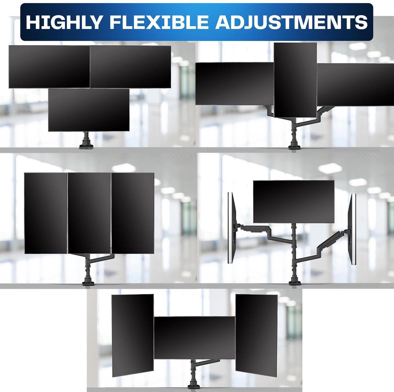 Alt view image 6 of 7 - VIVO Pneumatic Triple Ultrawide Monitor Tall Desk Mount for Screens up to 49", Black (STAND-V300D)