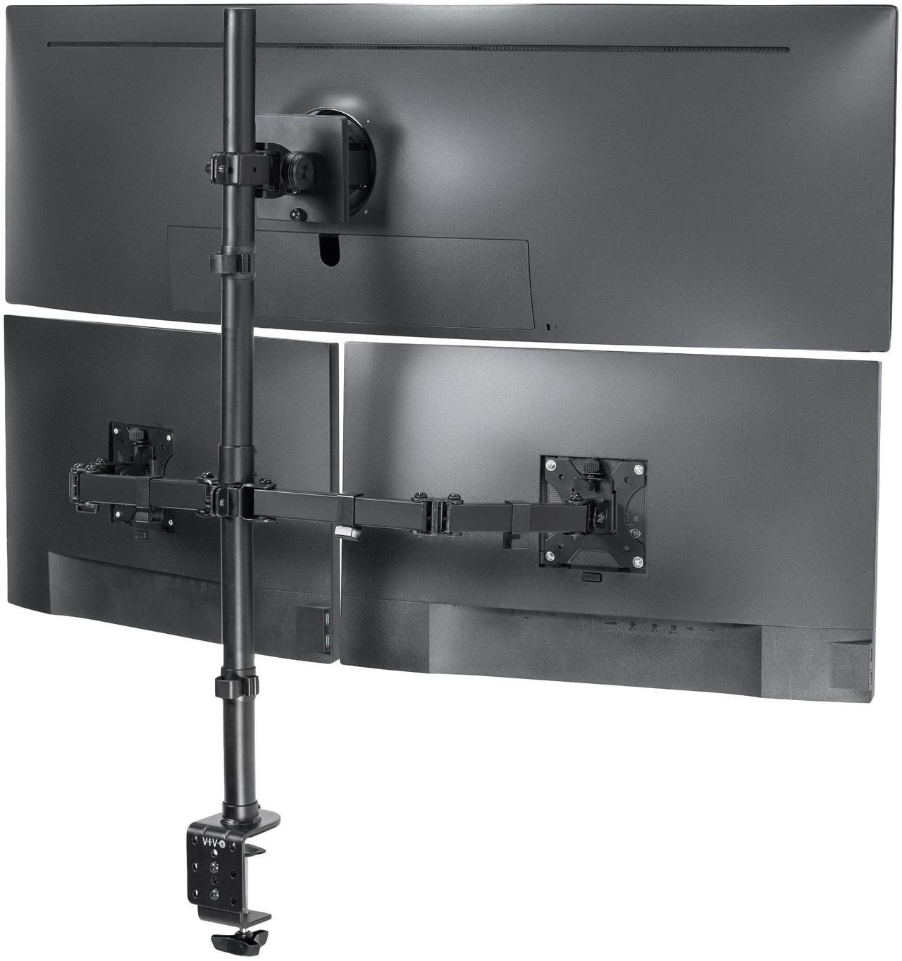 Main image of VIVO Triple Computer Monitor Desk Mount, 1 Ultrawide up to 49", 2 Standard Screens up to 27", Black, STAND-V103T