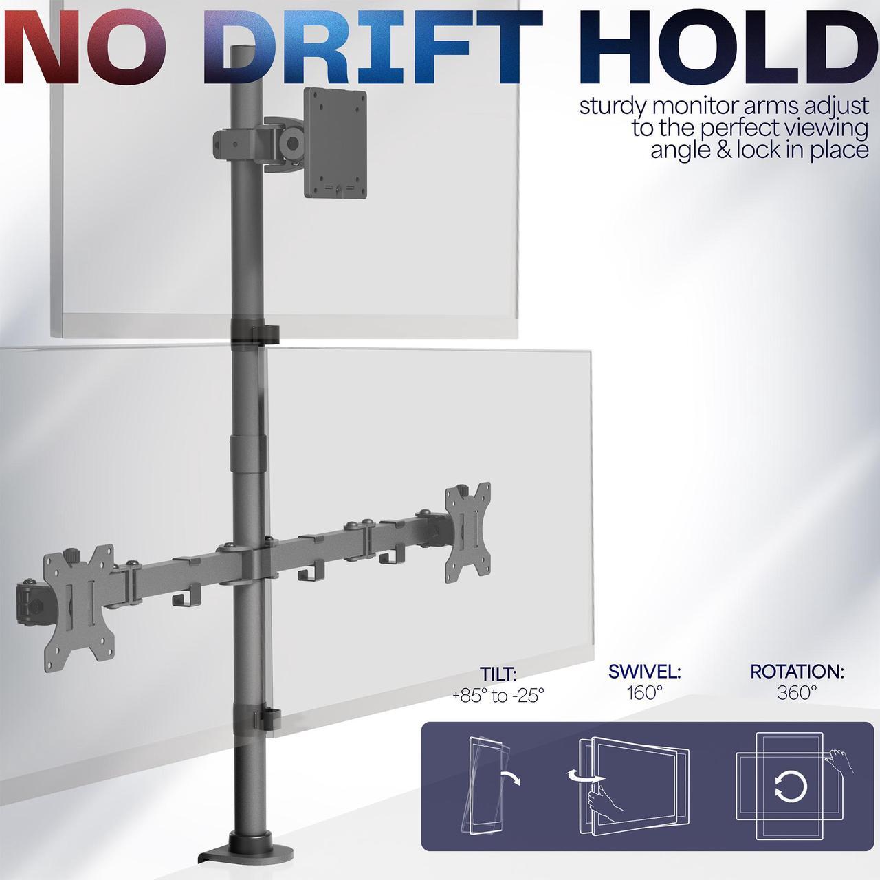 Alt view image 5 of 7 - VIVO Triple Computer Monitor Desk Mount, 1 Ultrawide up to 49", 2 Standard Screens up to 27", Black, STAND-V103T