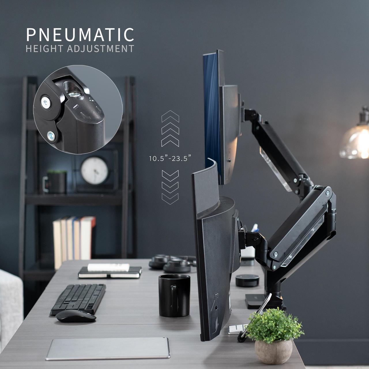 Alt view image 6 of 8 - VIVO Dual Monitor Counterbalance Height Adjustable Arms Desk Mount, Fits Ultrawide Screens up to 38" (STAND-V102G2)