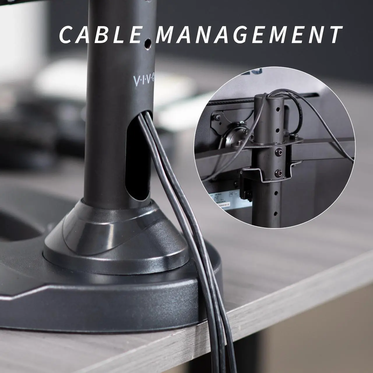 Alt view image 5 of 7 - VIVO Steel Quad Monitor Mount w/ Heavy Duty Base, 3 + 1 Fully Adjustable Stand | Holds 4 Screens up to 32" (STAND-V104F)