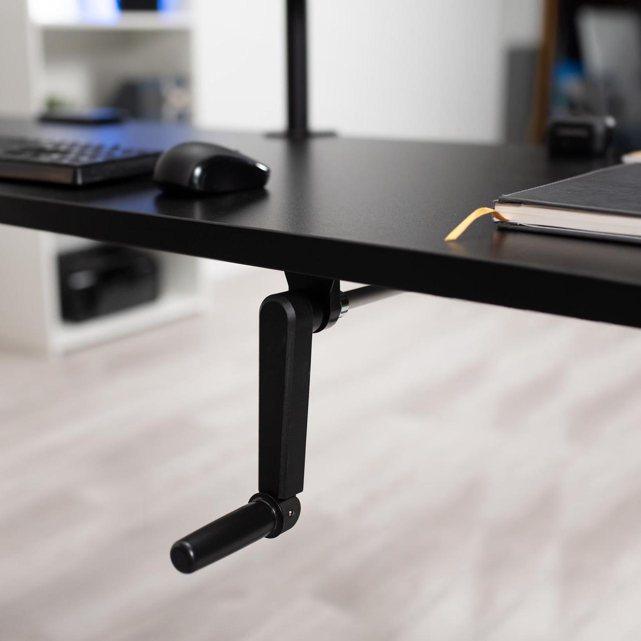 Alt view image 7 of 7 - VIVO Manual 71 x 30 Standup Desk with Hand Crank, Light Wood Table Top, Black Frame (DESK-KIT-MB7C)