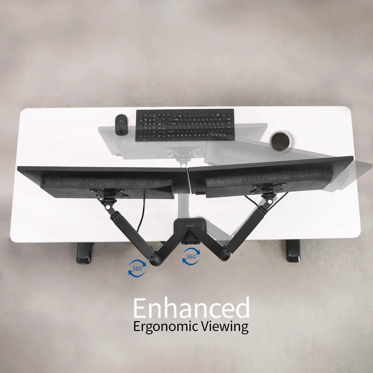 Alt view image 7 of 8 - VIVO Black Articulating Dual Tension Spring Arm Clamp-on Desk Mount Stand | Fits 2 Monitors 17" to 27" (STAND-V102O)