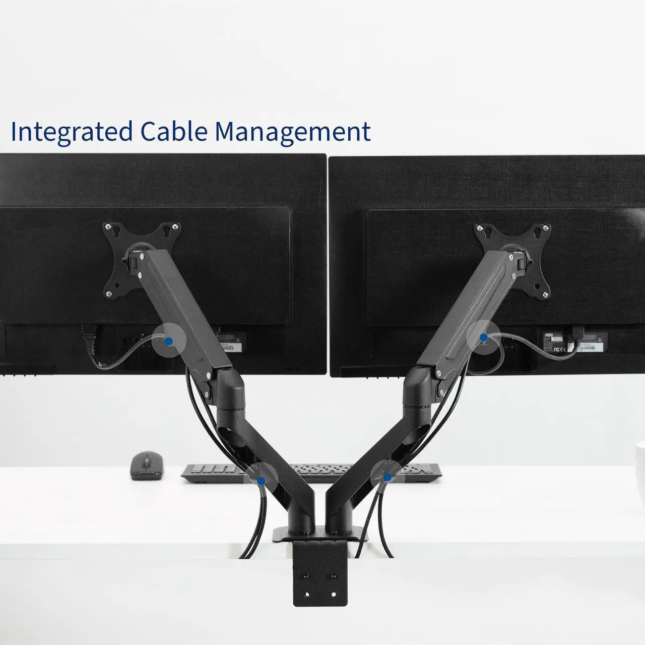 Alt view image 6 of 8 - VIVO Black Articulating Dual Tension Spring Arm Clamp-on Desk Mount Stand | Fits 2 Monitors 17" to 27" (STAND-V102O)