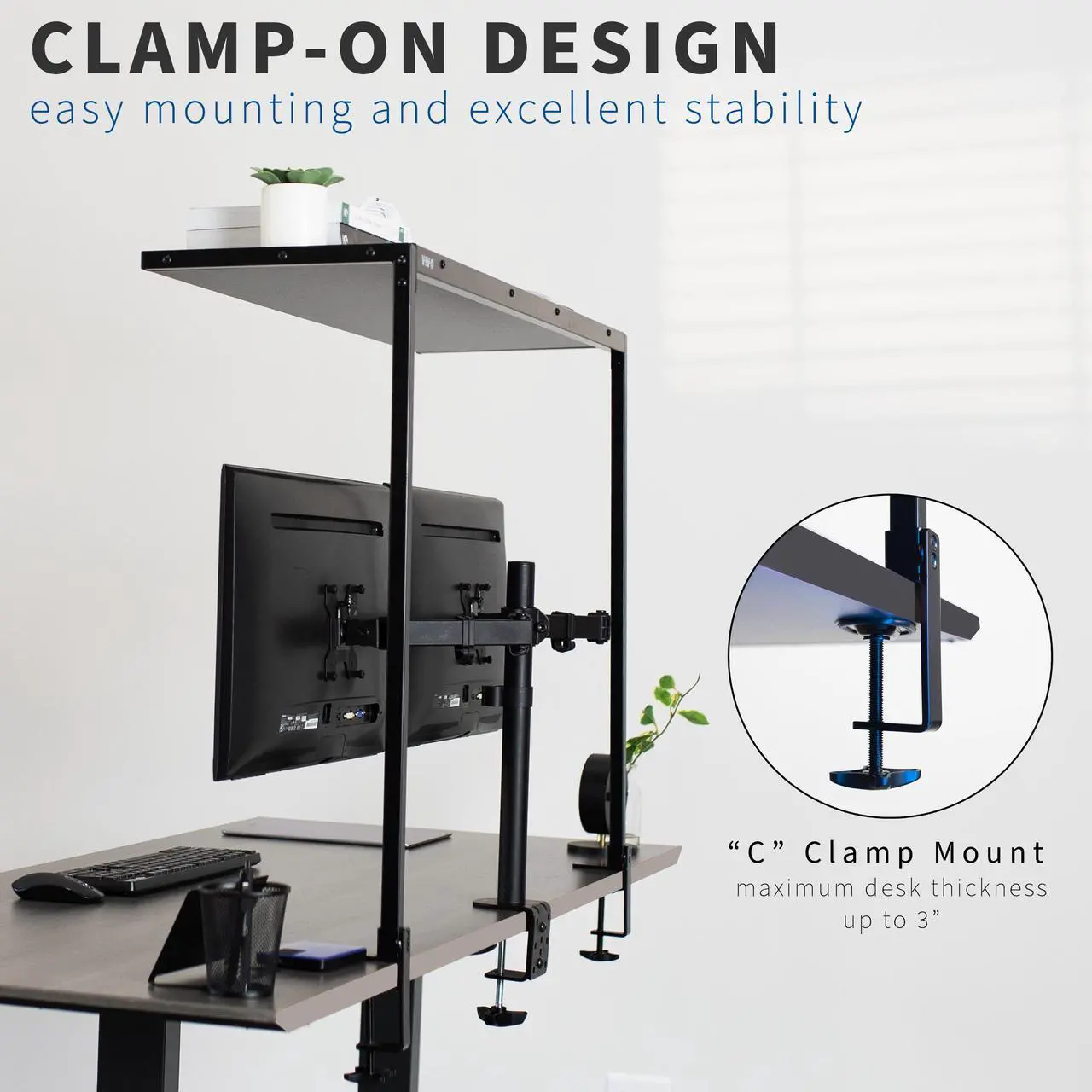 Alt view image 4 of 7 - VIVO Black Freestanding Keyboard Tray Cart
