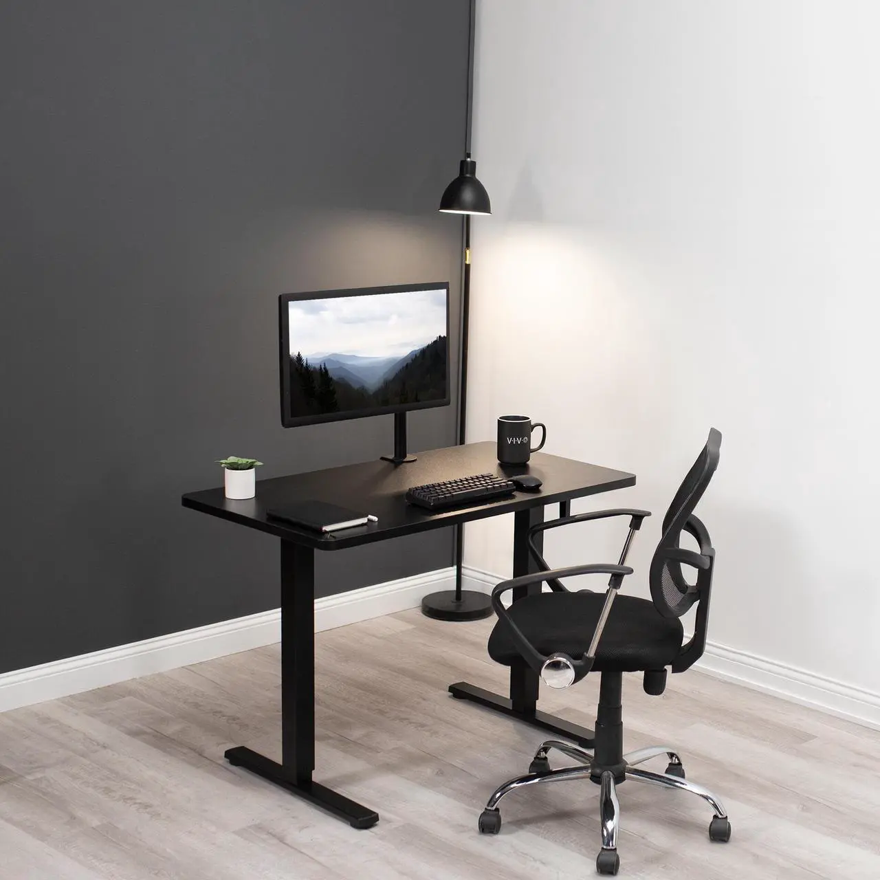 Alt view image 2 of 7 - VIVO Manual 43 x 24 Stand Up Desk | White Table Top, Black Frame