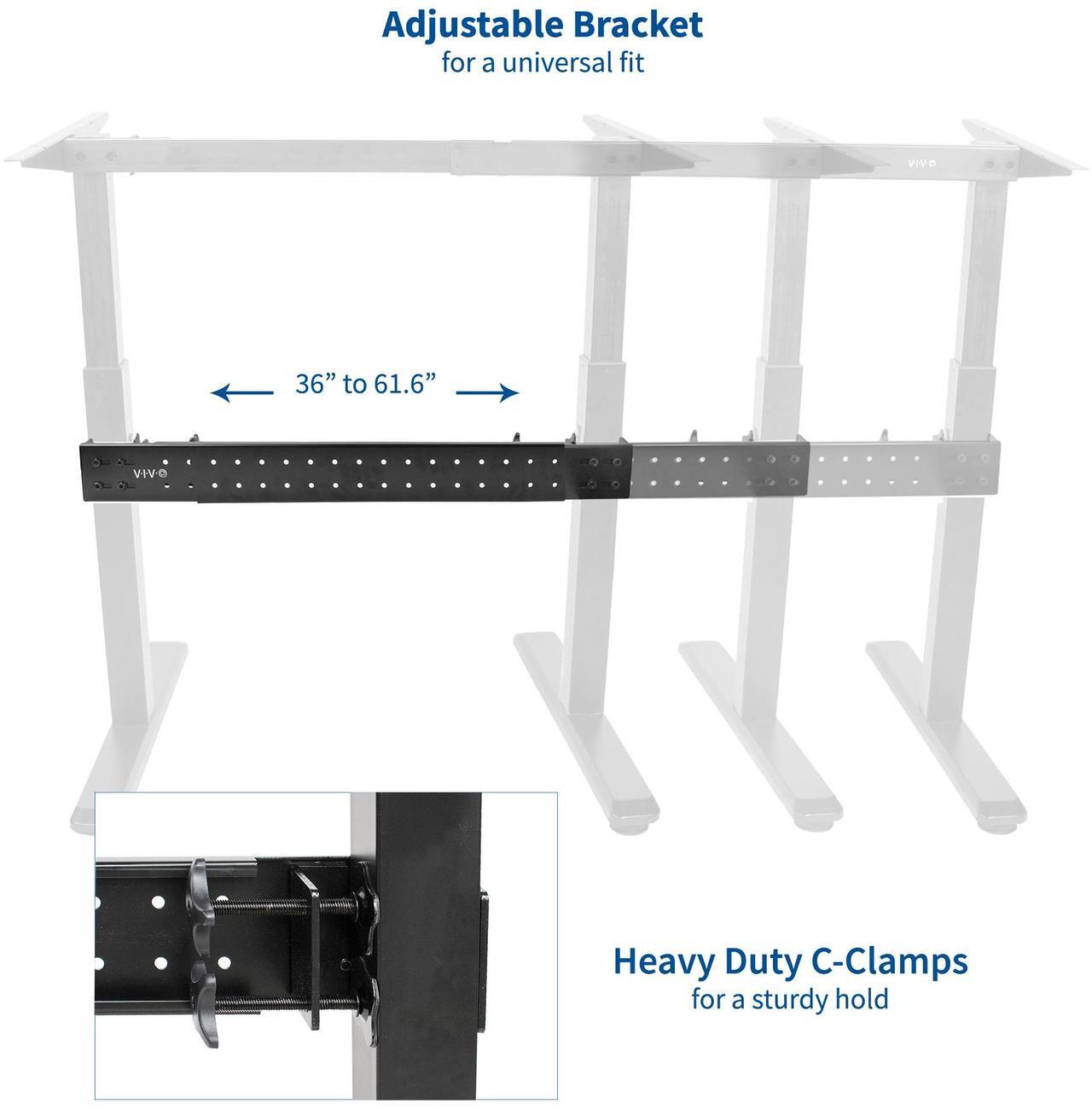 Alt view image 3 of 7 - VIVO Universal Steel Clamp-on Desk Stabilizer Bar, 36" to 61.6" Bracket Support System, Standing Desks (DESK-STB01B)
