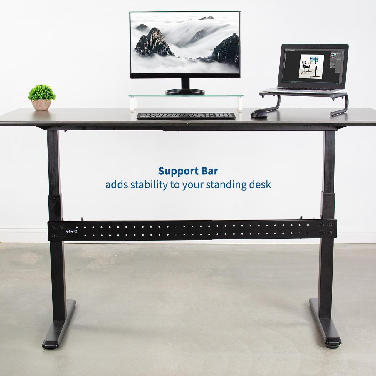 Alt view image 4 of 7 - VIVO Universal Steel Clamp-on Desk Stabilizer Bar, 36" to 61.6" Bracket Support System, Standing Desks (DESK-STB01B)