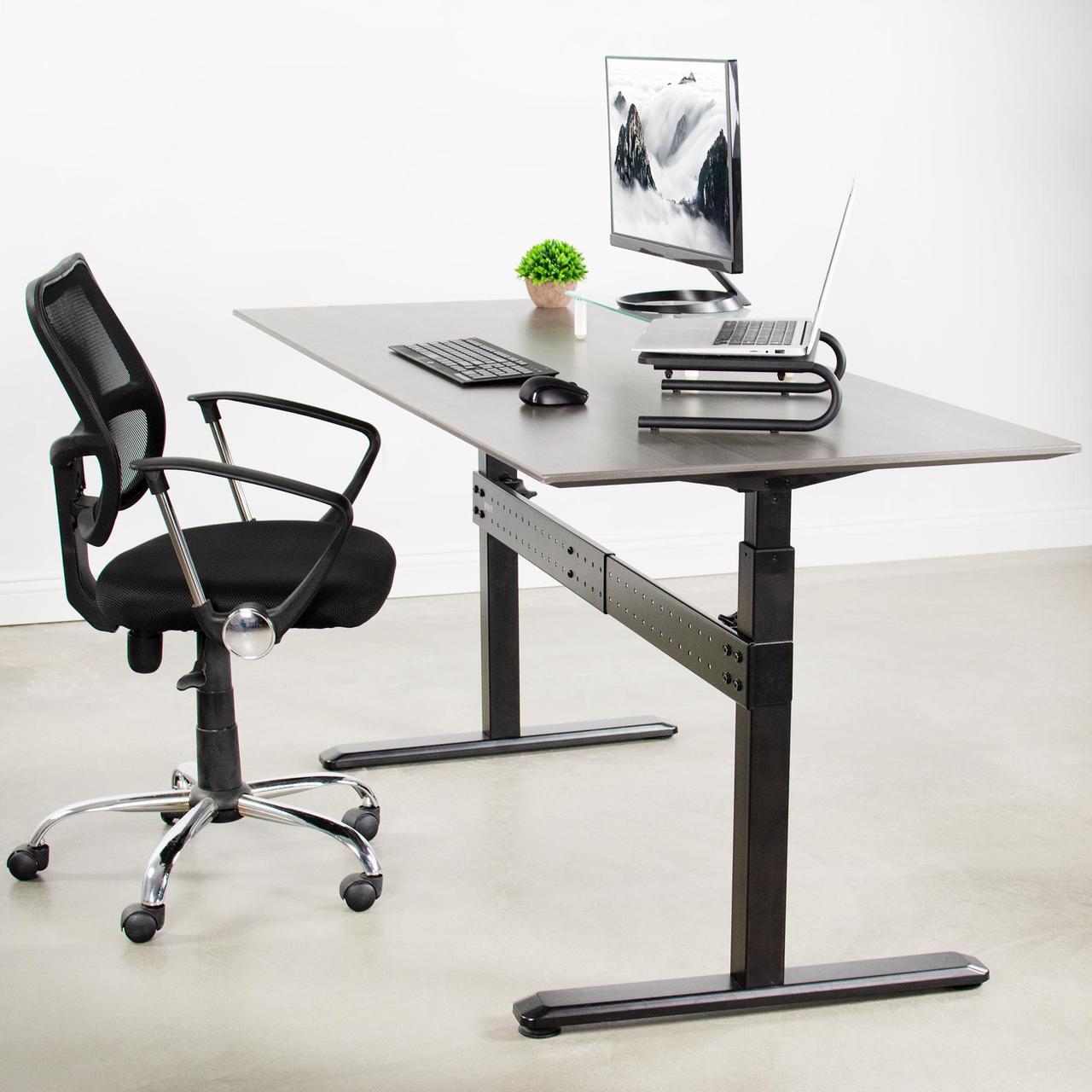 Alt view image 7 of 7 - VIVO Universal Steel Clamp-on Desk Stabilizer Bar, 36" to 61.6" Bracket Support System, Standing Desks (DESK-STB01B)