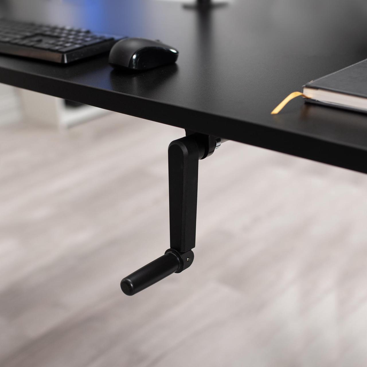 Alt view image 7 of 7 - VIVO Manual 60 x 24 Stand Up Desk with Hand Crank | Black Solid One-Piece Table Top, Black Frame (DESK-KIT-MB6B)