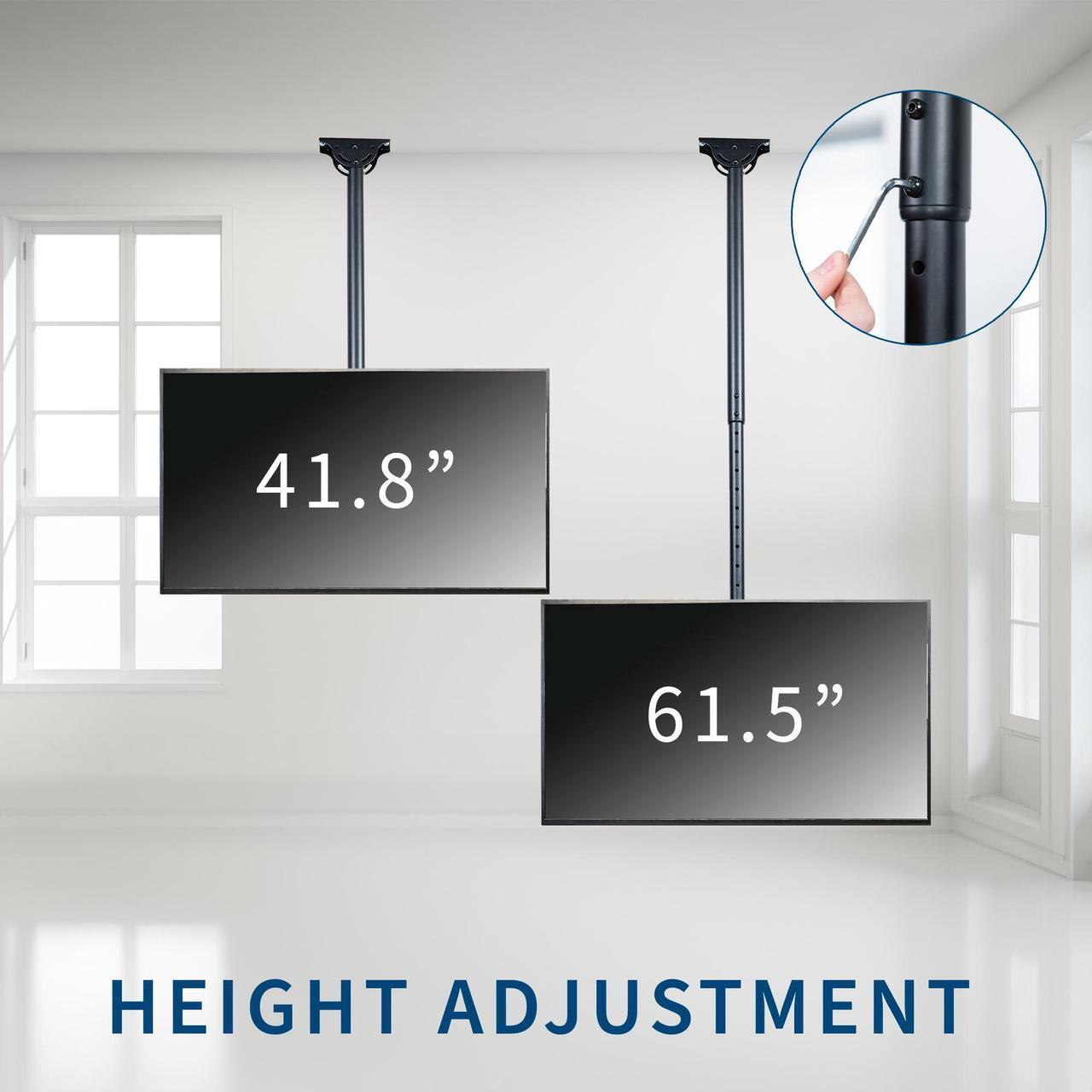 Alt view image 5 of 7 - VIVO Ceiling TV Mount for 37 to 90 inch Screens, Telescoping Height Adjustment with 5ft Extension Pole, MOUNT-VC90-5
