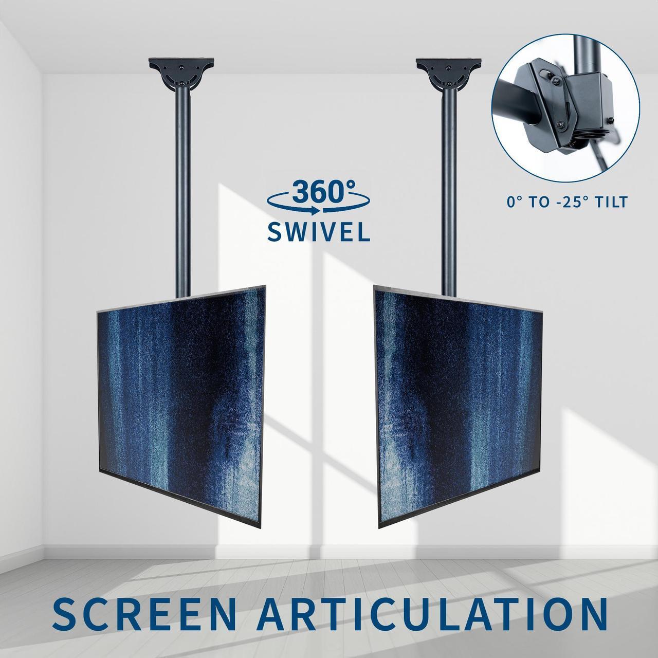 Alt view image 7 of 7 - VIVO Ceiling TV Mount for 37 to 90 inch Screens, Telescoping Height Adjustment with 5ft Extension Pole, MOUNT-VC90-5
