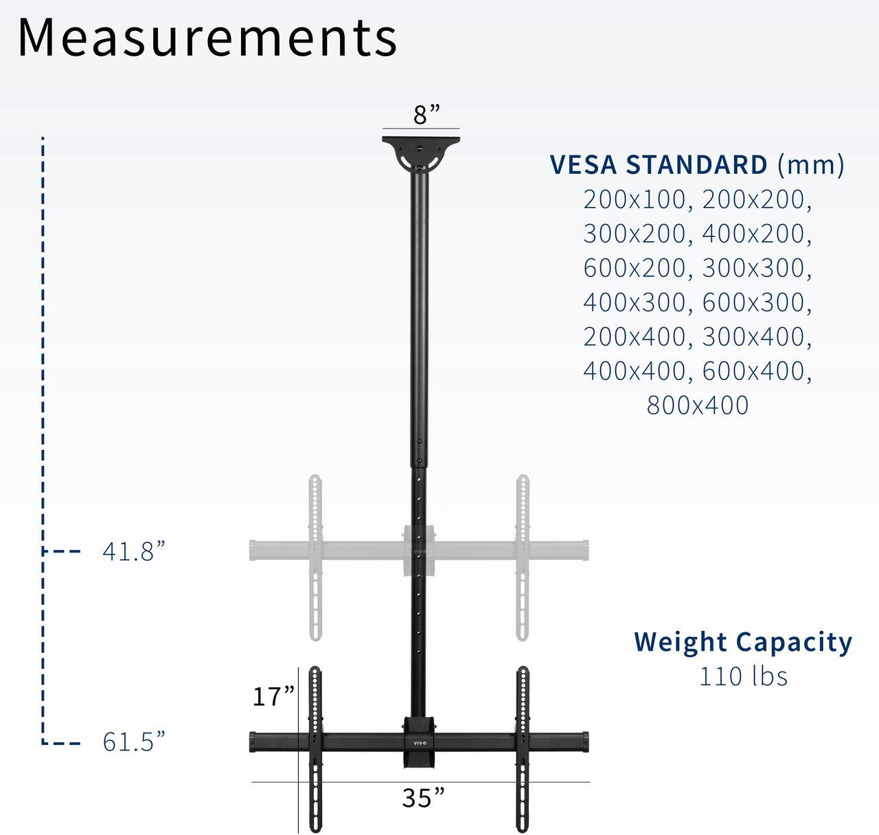 Alt view image 3 of 7 - VIVO Ceiling TV Mount for 37 to 90 inch Screens, Telescoping Height Adjustment with 5ft Extension Pole, MOUNT-VC90-5