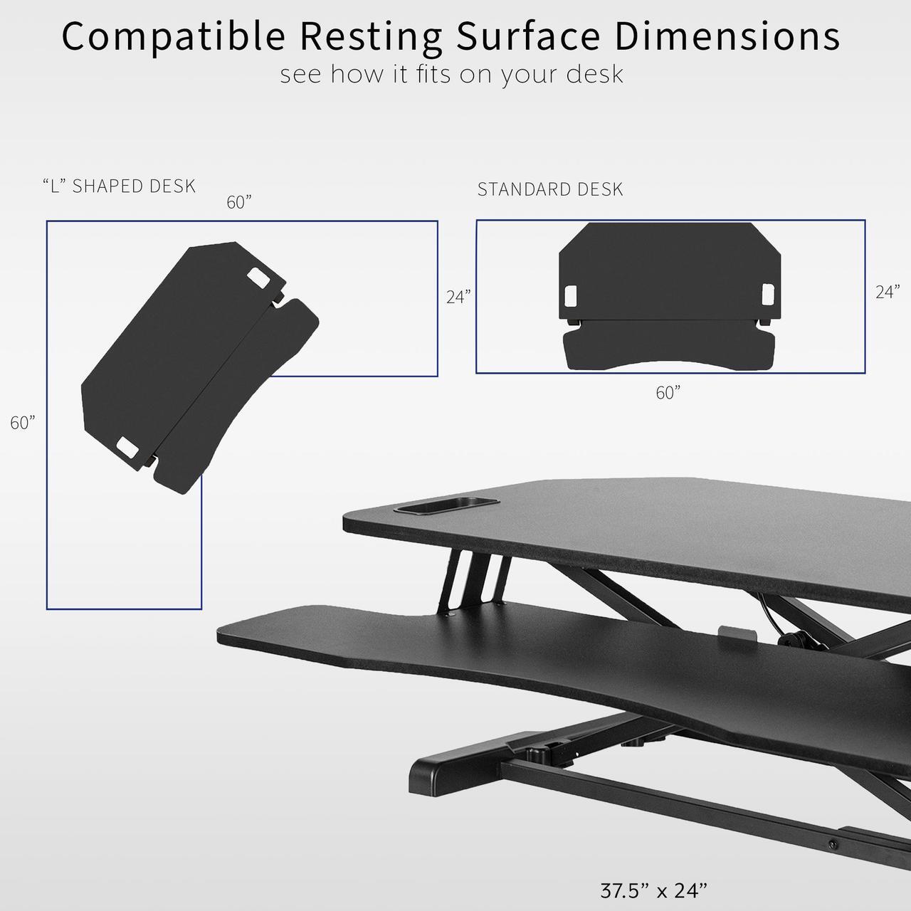 Alt view image 6 of 7 - VIVO Black Height Adjustable Corner Standing Desk Monitor Riser 38" Tabletop (DESK-V000KL)