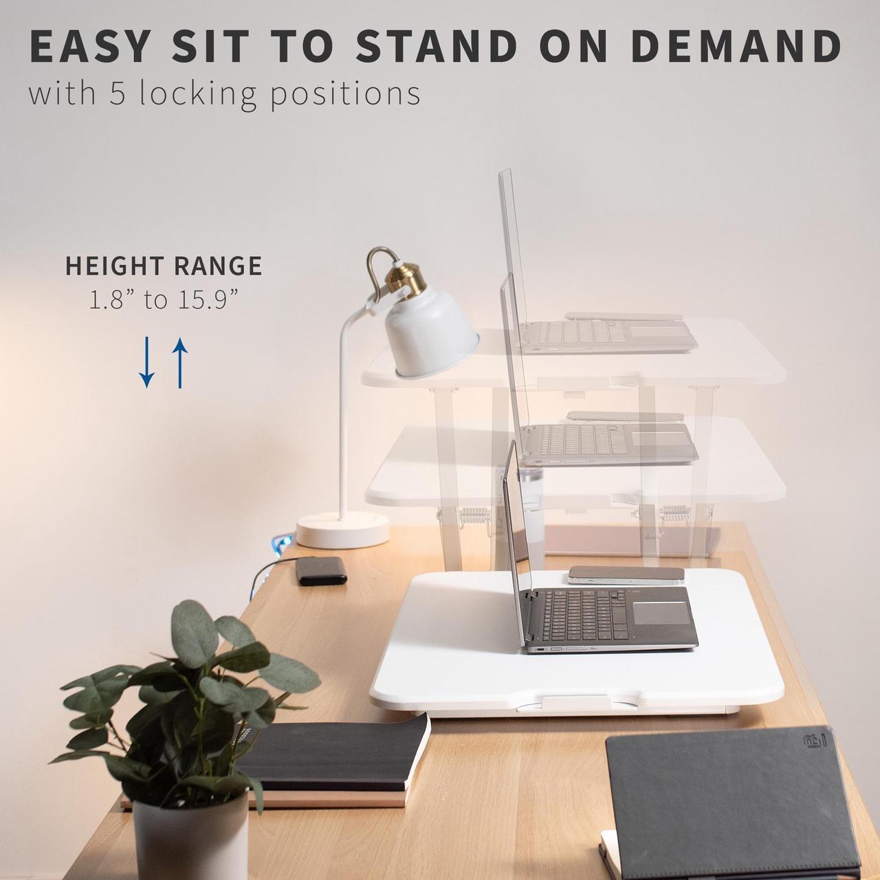 Alt view image 4 of 7 - VIVO White Ultra Slim 26" Desktop Converter, Sit Stand Tabletop Monitor Riser