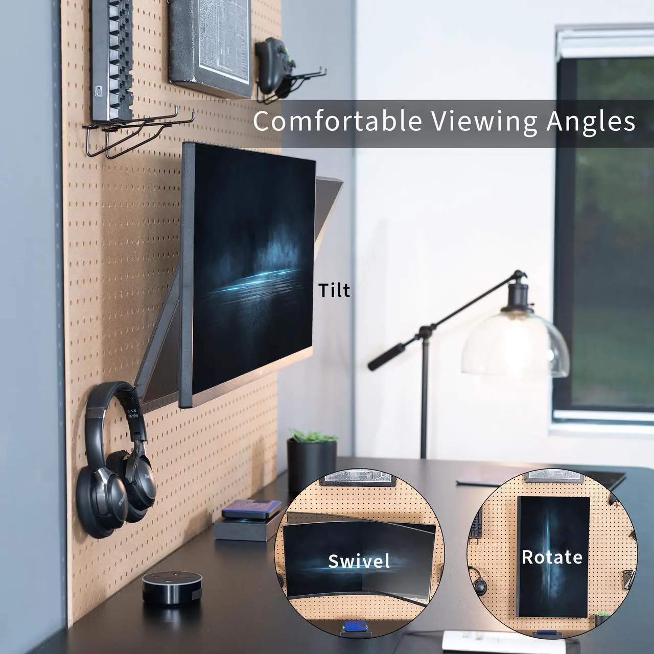 Alt view image 5 of 7 - VIVO Single Monitor Pegboard Panel Mount, Fits up to 32" Screens