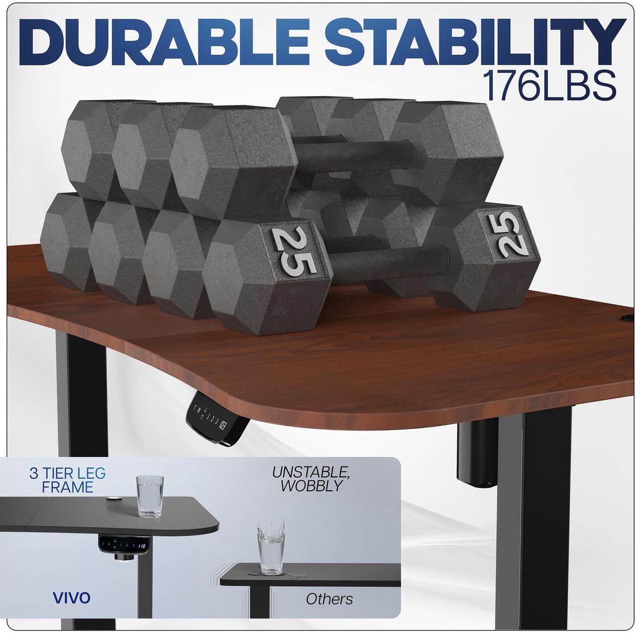 Alt view image 5 of 7 - VIVO Dark Walnut / Black 63 x 32 Electric Height Adjustable Stand Up Desk