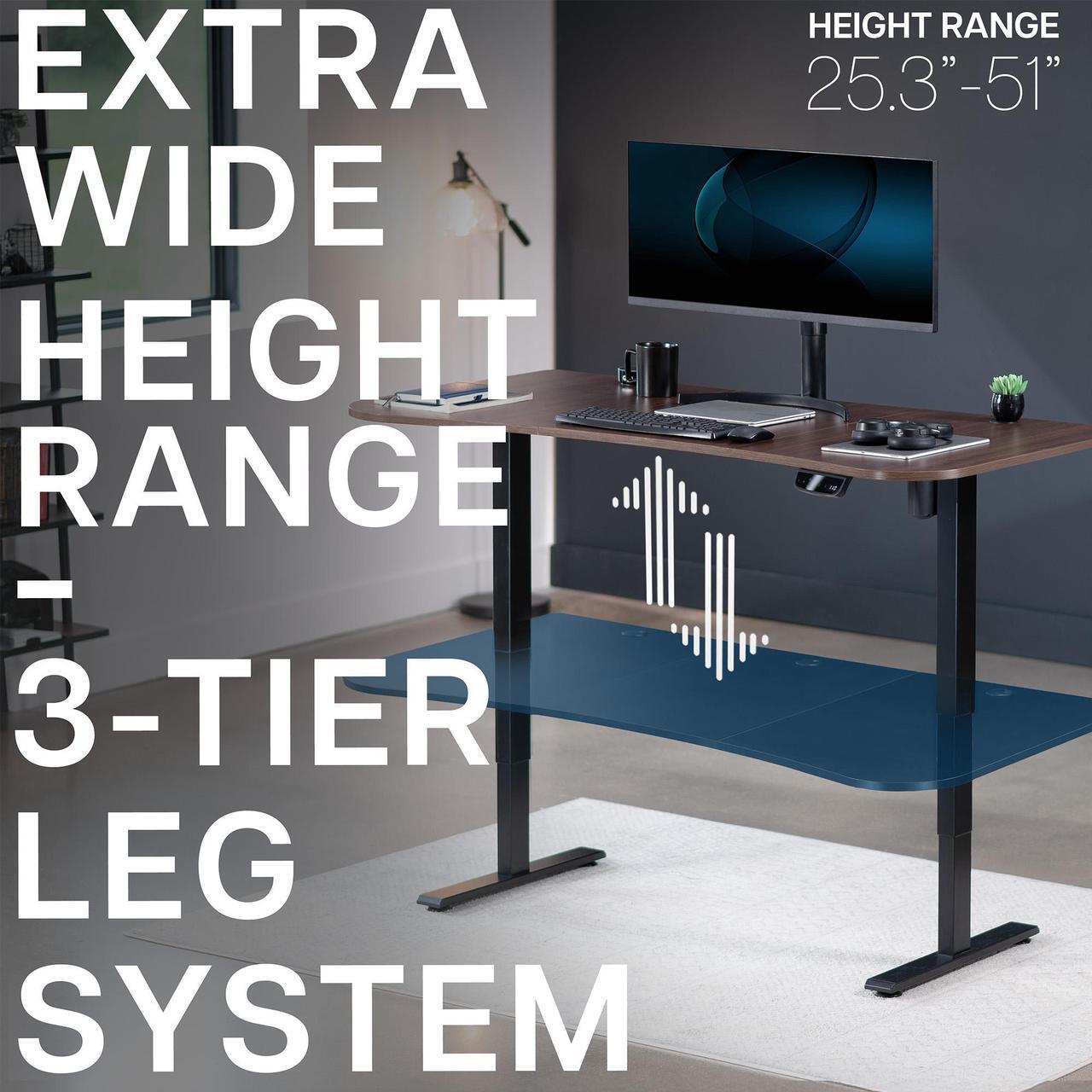 Alt view image 4 of 7 - VIVO Dark Walnut / Black 63 x 32 Electric Height Adjustable Stand Up Desk