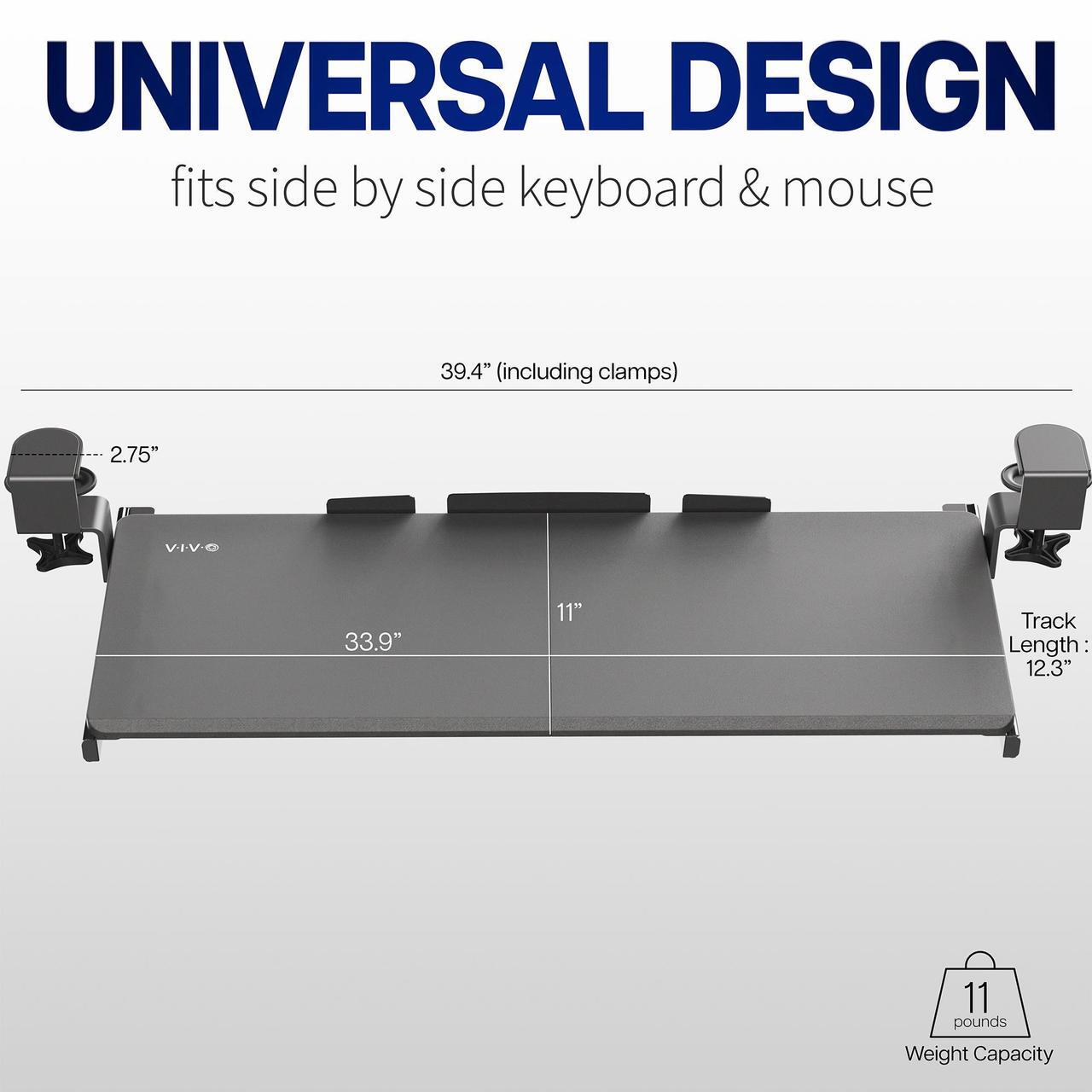 Alt view image 3 of 7 - VIVO Black Extra Long Clamp-on Computer Keyboard and Mouse Under Desk Slide Tray