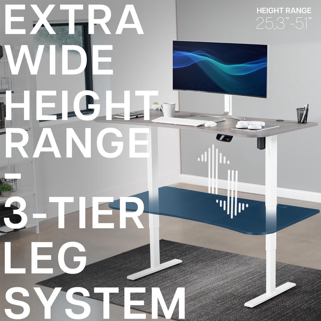 Alt view image 4 of 7 - VIVO Electric 63 x 32 Height Adjustable Stand Up Desk with Dark Gray Table Top, White Frame, DESK-KIT-2EWG