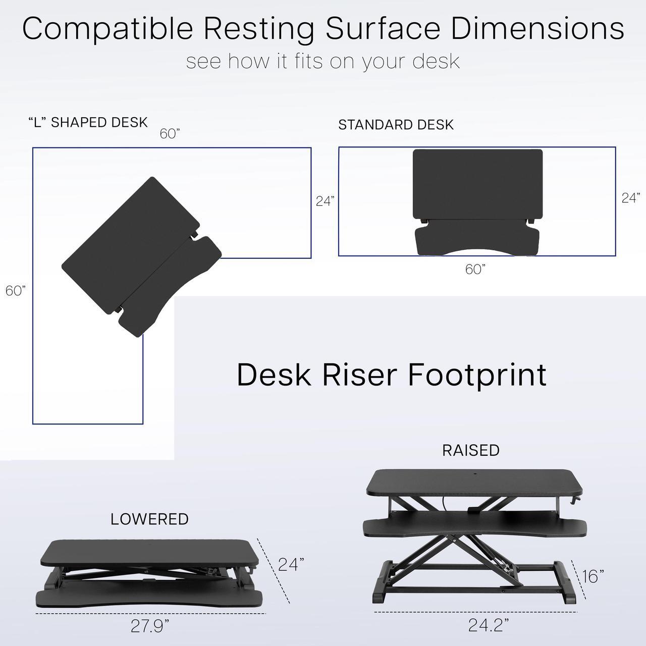 Alt view image 6 of 7 - VIVO Light Wood Height Adjustable 28" Standing Desk Monitor Riser, White Frame