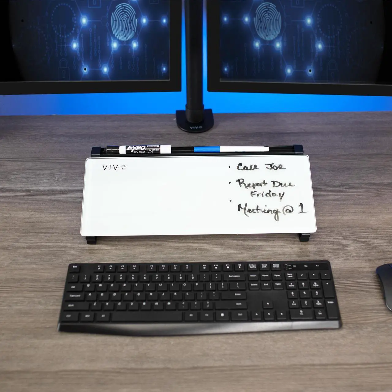 Alt view image 5 of 7 - VIVO Glass 16 x 7 inch Desktop Whiteboard, Marker Slot & Open Storage, Dry Erase White Surface, Black Frame (DESK-WB16D)