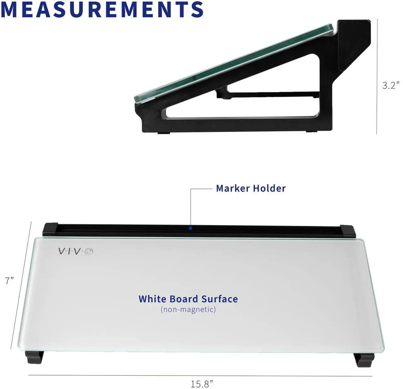 Alt view image 3 of 7 - VIVO Glass 16 x 7 inch Desktop Whiteboard, Marker Slot & Open Storage, Dry Erase White Surface, Black Frame (DESK-WB16D)