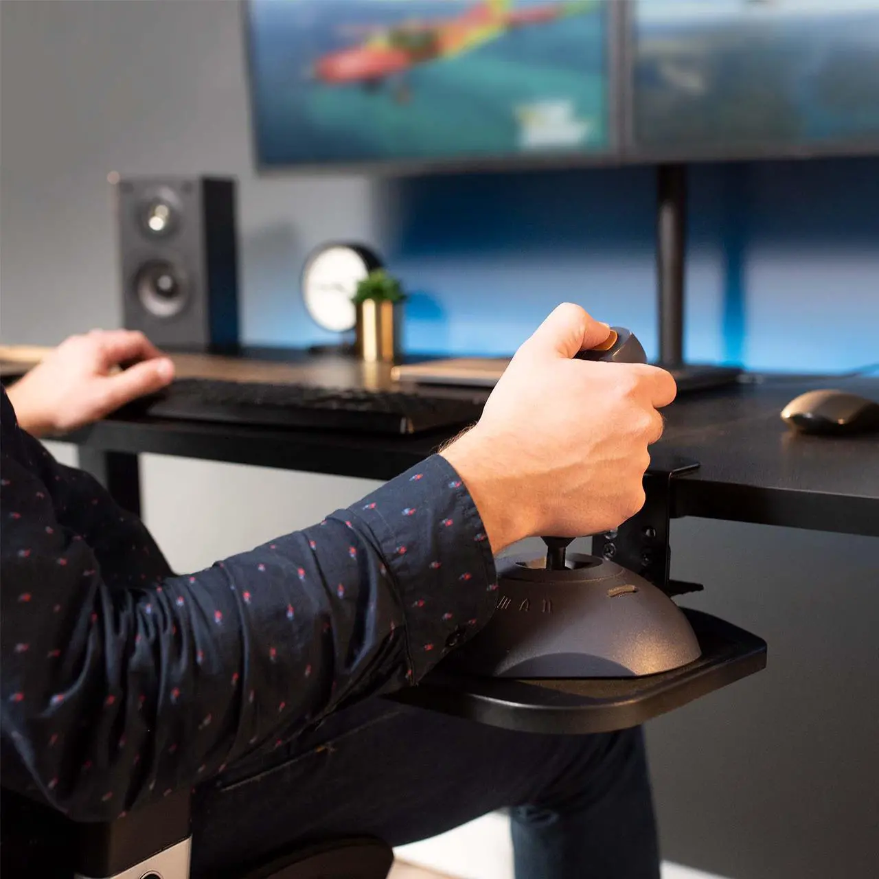 Alt view image 6 of 7 - VIVO Black Wooden Rotating Clamp-on Adjustable Computer Mouse Pad, Device Holder