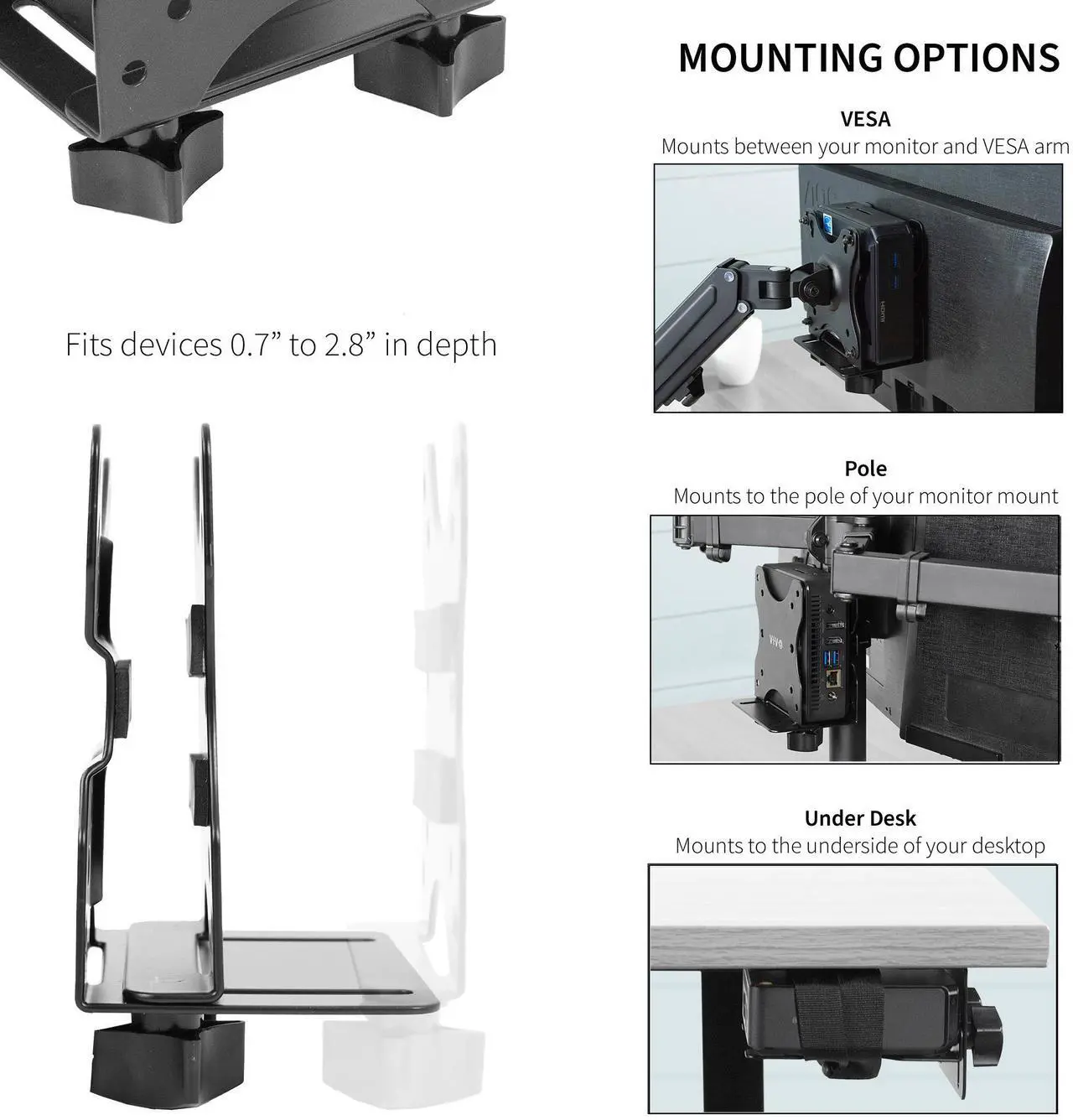 Alt view image 2 of 7 - VIVO Adjustable Thin Client Mini PC Mount Bracket | CPU VESA Under Desk and Monitor Arm Computer Holder (MOUNT-PC05C)