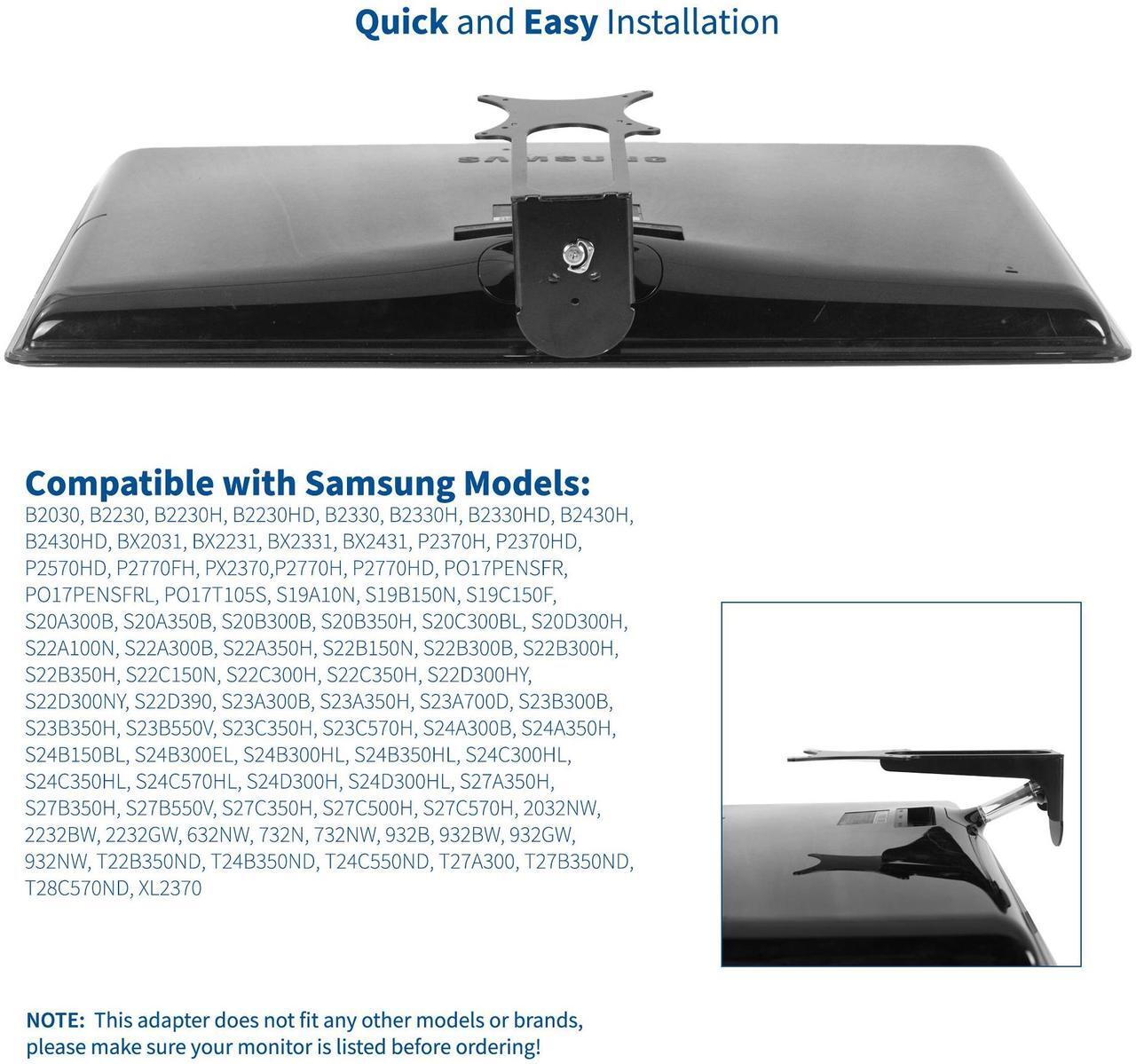 Alt view image 3 of 7 - VIVO VESA Mount Adapter for Samsung Monitors | Fits Models PX2370, S24B300EL, and More (MOUNT-SG001A)