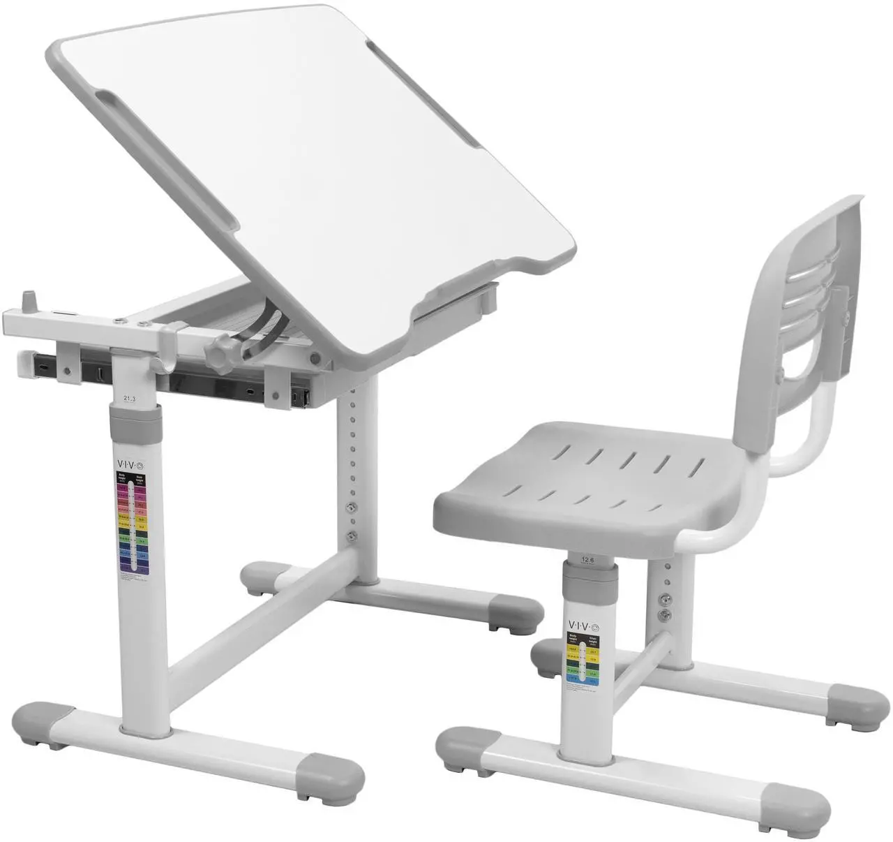 Main image of VIVO Height Adjustable Childrens Desk & Chair Kids Interactive Work Station Grey
