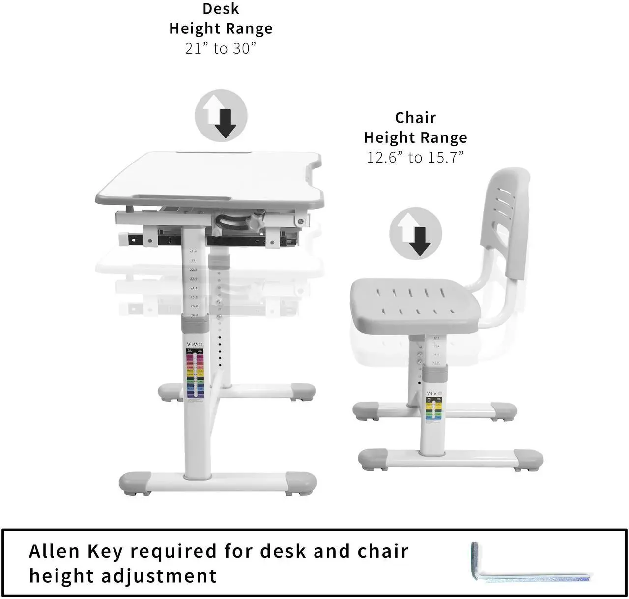 Alt view image 5 of 7 - VIVO Height Adjustable Childrens Desk & Chair Kids Interactive Work Station Grey