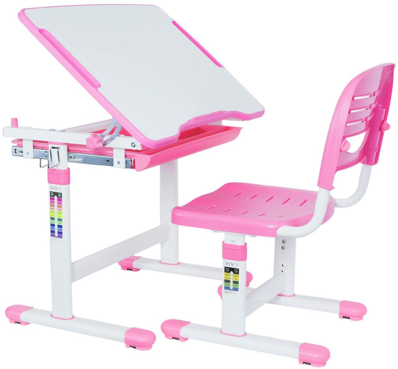 Main image of VIVO Height Adjustable Childrens Desk & Chair Kids Interactive Work Station Pink (DESK-V201P)