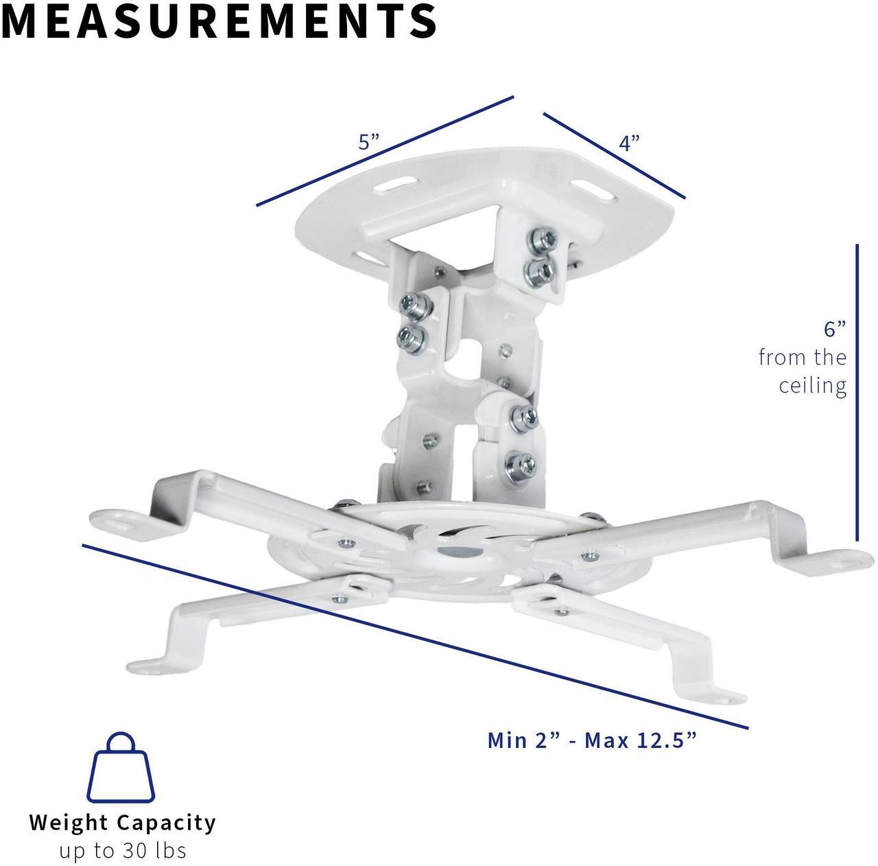 Alt view image 2 of 7 - VIVO Universal Adjustable Ceiling Projector Mount with Extending Arms, Fits Standard and Mini Projectors, MOUNT-VP01W
