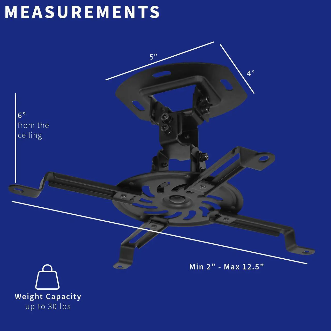 Alt view image 2 of 8 - VIVO Universal Adjustable Ceiling Projector Mount with Extending Arms, Fits Standard and Mini Projectors, MOUNT-VP01B