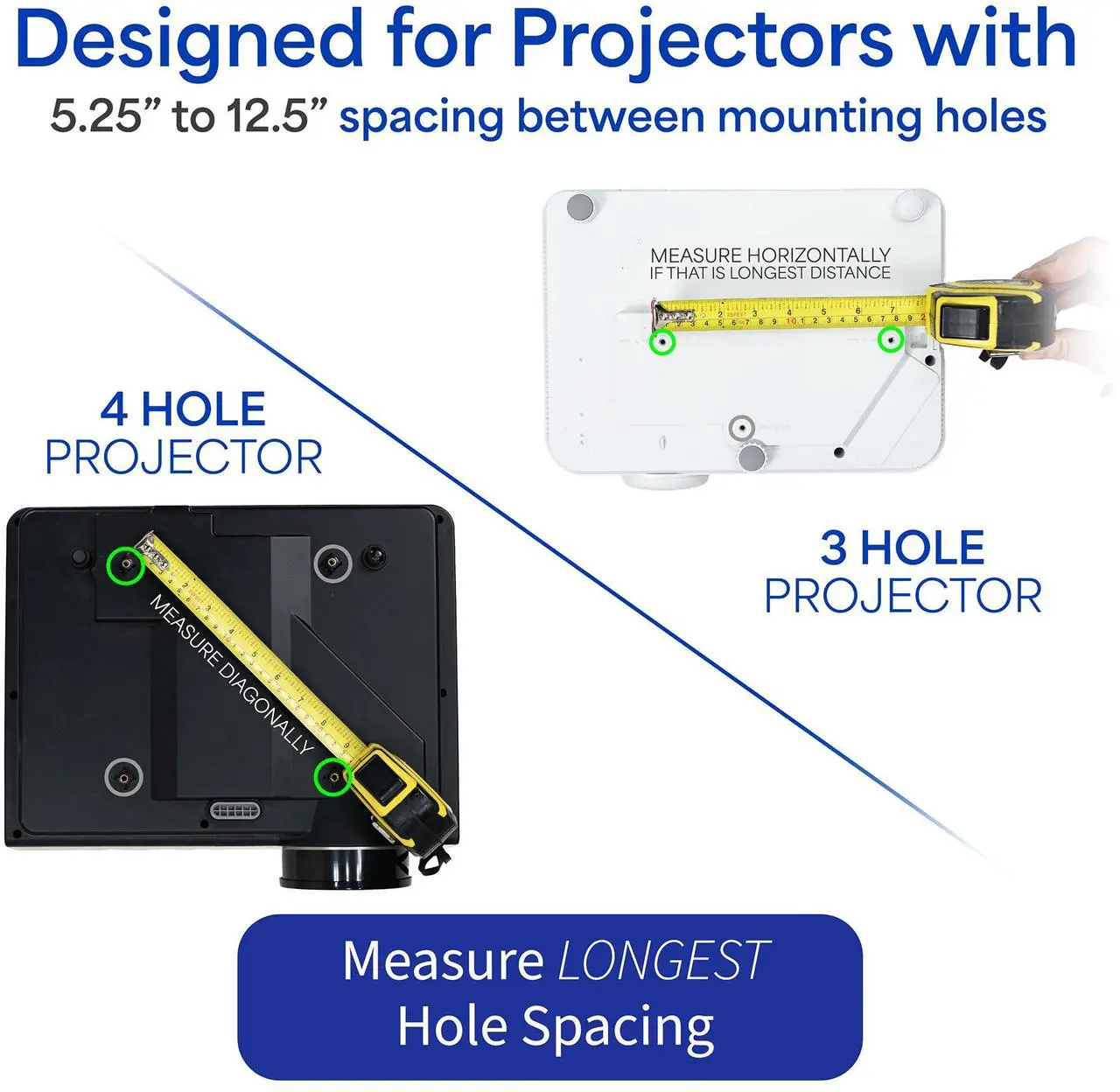 Alt view image 4 of 8 - VIVO Universal Adjustable Ceiling Projector Mount with Extending Arms, Fits Standard and Mini Projectors, MOUNT-VP01B