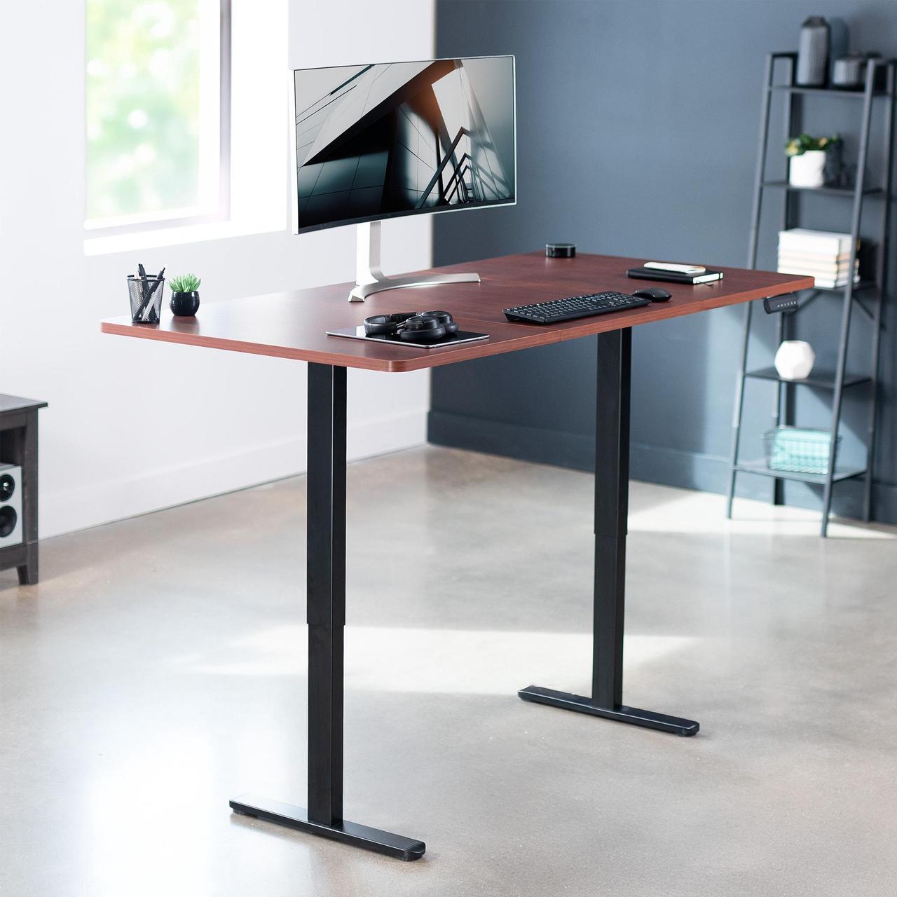 Alt view image 2 of 7 - VIVO Electric Dual Motor 71 x 36 Standing Desk, Dark WalnutTable Top, Black Frame, DESK-KIT-E2B7D-36
