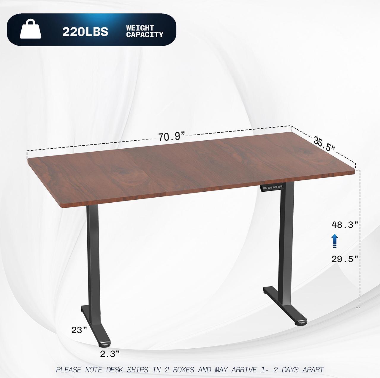 Alt view image 3 of 7 - VIVO Electric Dual Motor 71 x 36 Standing Desk, Dark WalnutTable Top, Black Frame, DESK-KIT-E2B7D-36