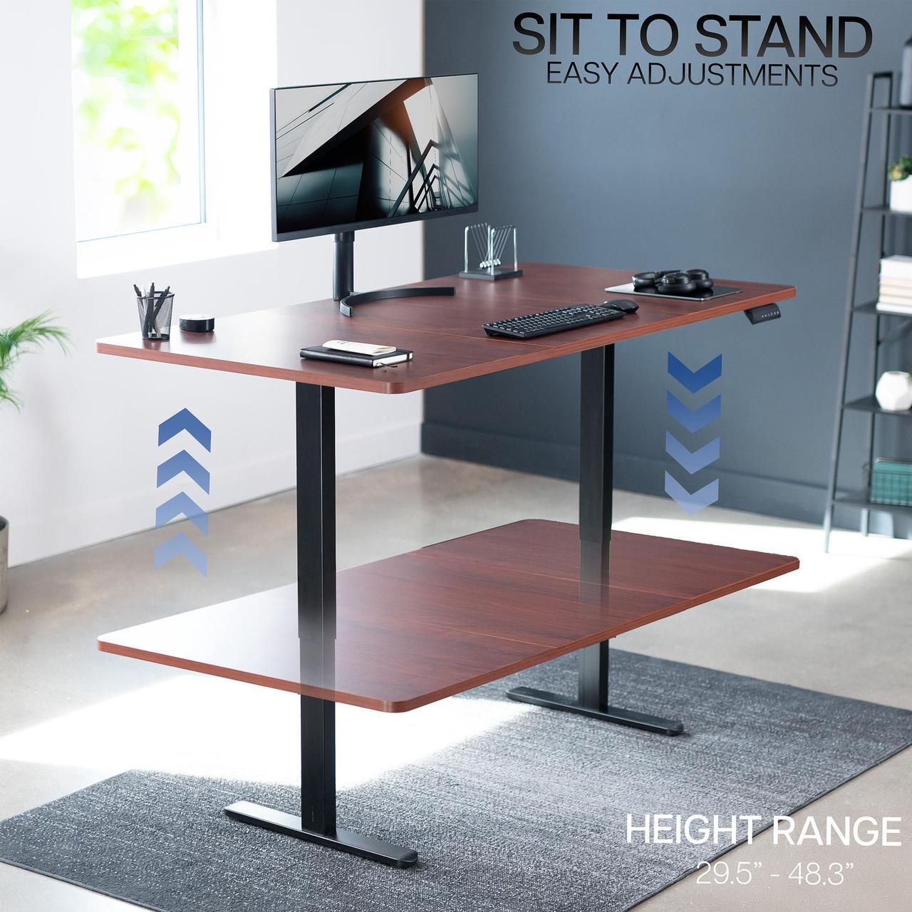 Alt view image 6 of 7 - VIVO Electric Dual Motor 71 x 36 Standing Desk, Dark WalnutTable Top, Black Frame, DESK-KIT-E2B7D-36