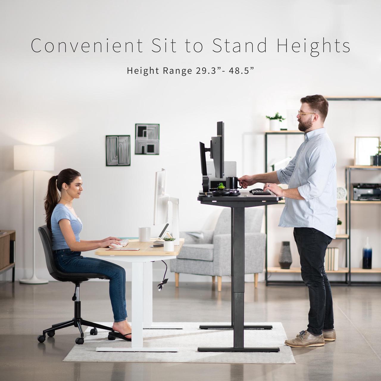 Alt view image 11 of 14 - Standing Desk Converter Computer Table: Stand Up Desk Riser - Sit Stand Desk - 37" Wide Dual Monitor Desktop for Standing Desks - Height Adjustable Desk Workstation Converts to a Standup Desk - White