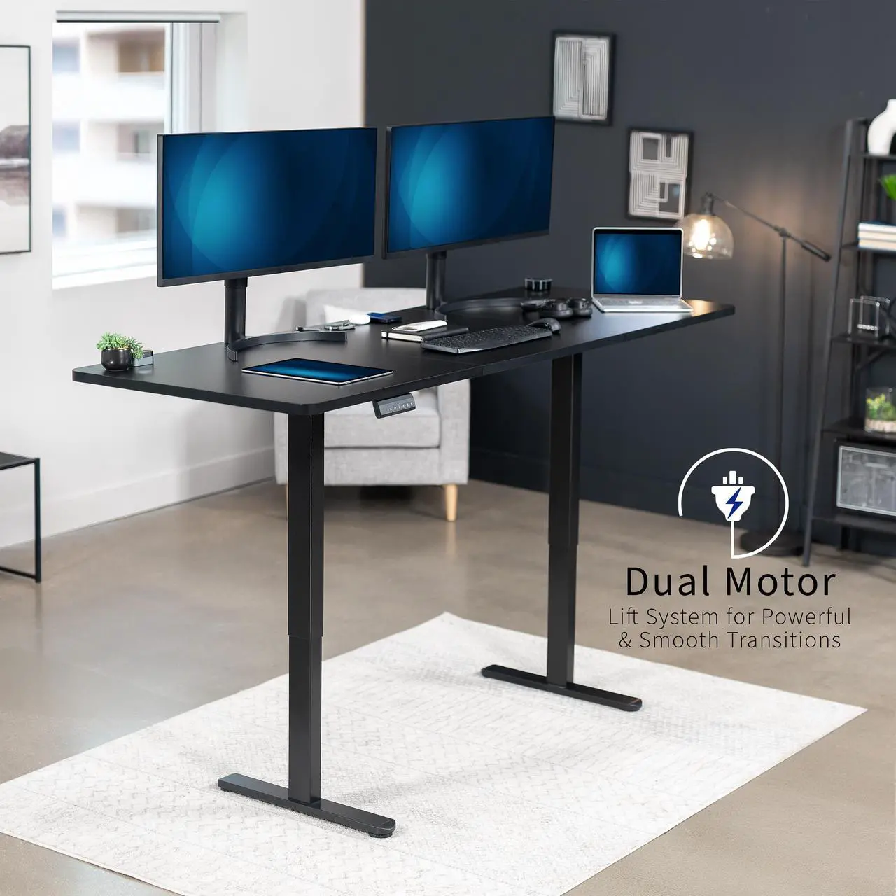 Alt view image 2 of 7 - VIVO Modular Wall System, 2 PET Panels, Modern Office Cubicle Dividers, Freestanding Privacy Screen, PP-MWS63D