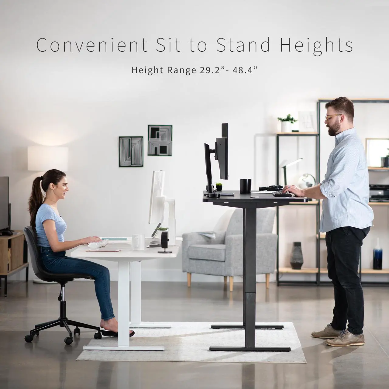 Alt view image 4 of 7 - VIVO Electric 60 x 30 Stand Up Desk Workstation, Black Table Top, Black Frame