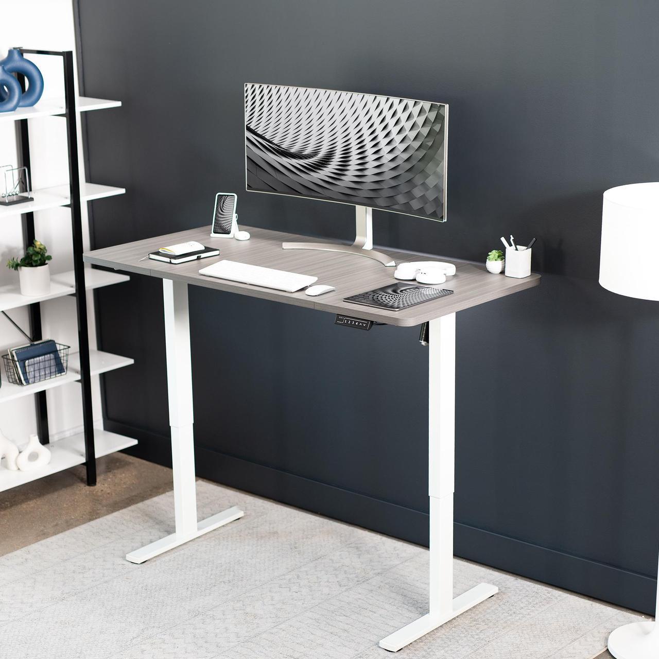 Alt view image 2 of 7 - VIVO Electric 60 x 30 Stand Up Desk Workstation, Dark Gray Top, White Frame