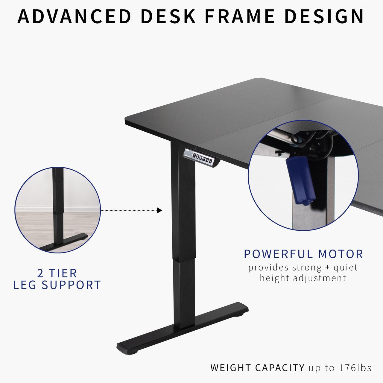 Alt view image 3 of 7 - VIVO Electric 60 x 30 Stand Up Desk Workstation, Dark Gray Top, White Frame