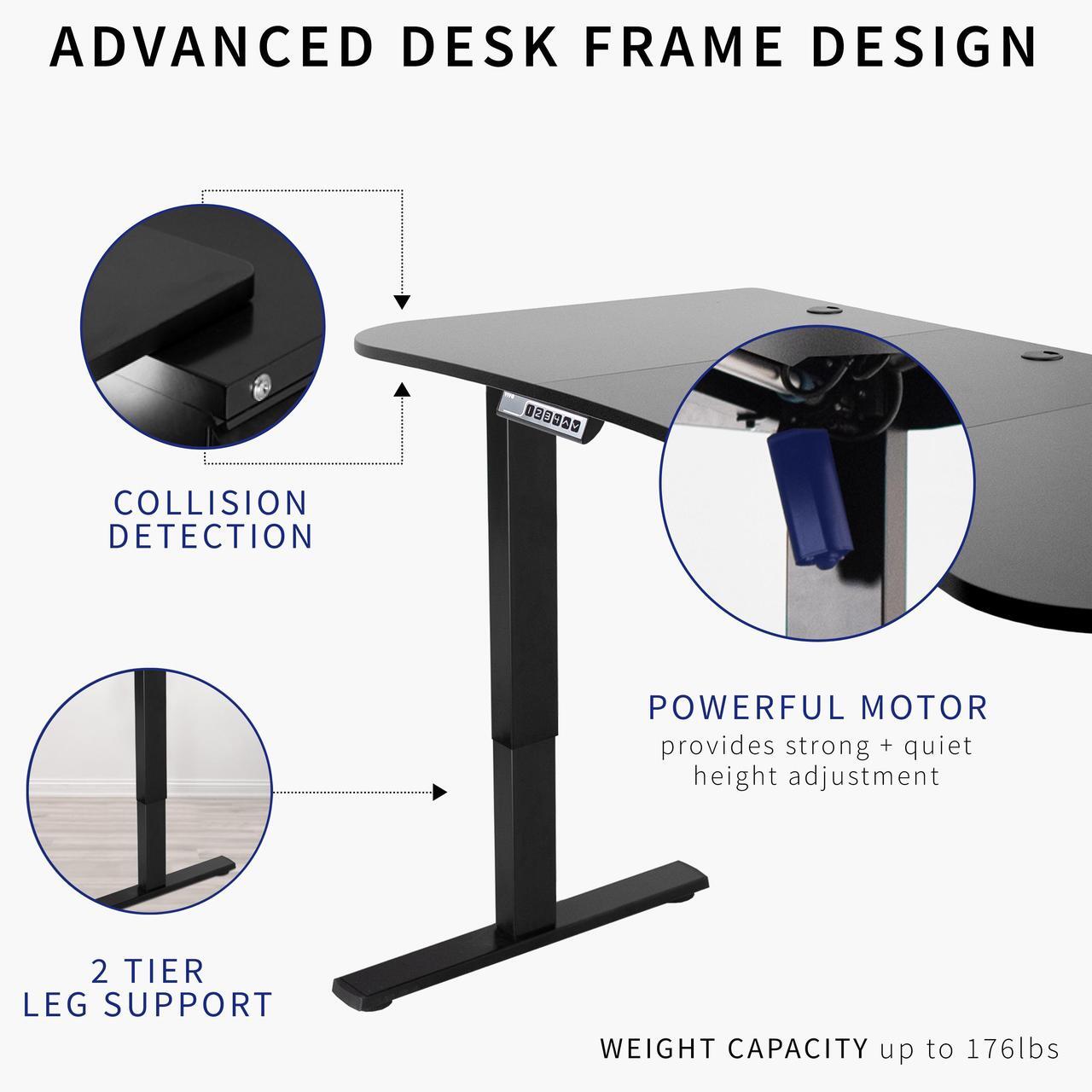 Alt view image 3 of 7 - VIVO Electric 63 x 32 Standup Desk w/ Memory Controller, Light Wood Table Top, Black Frame (DESK-KIT-1B1C)