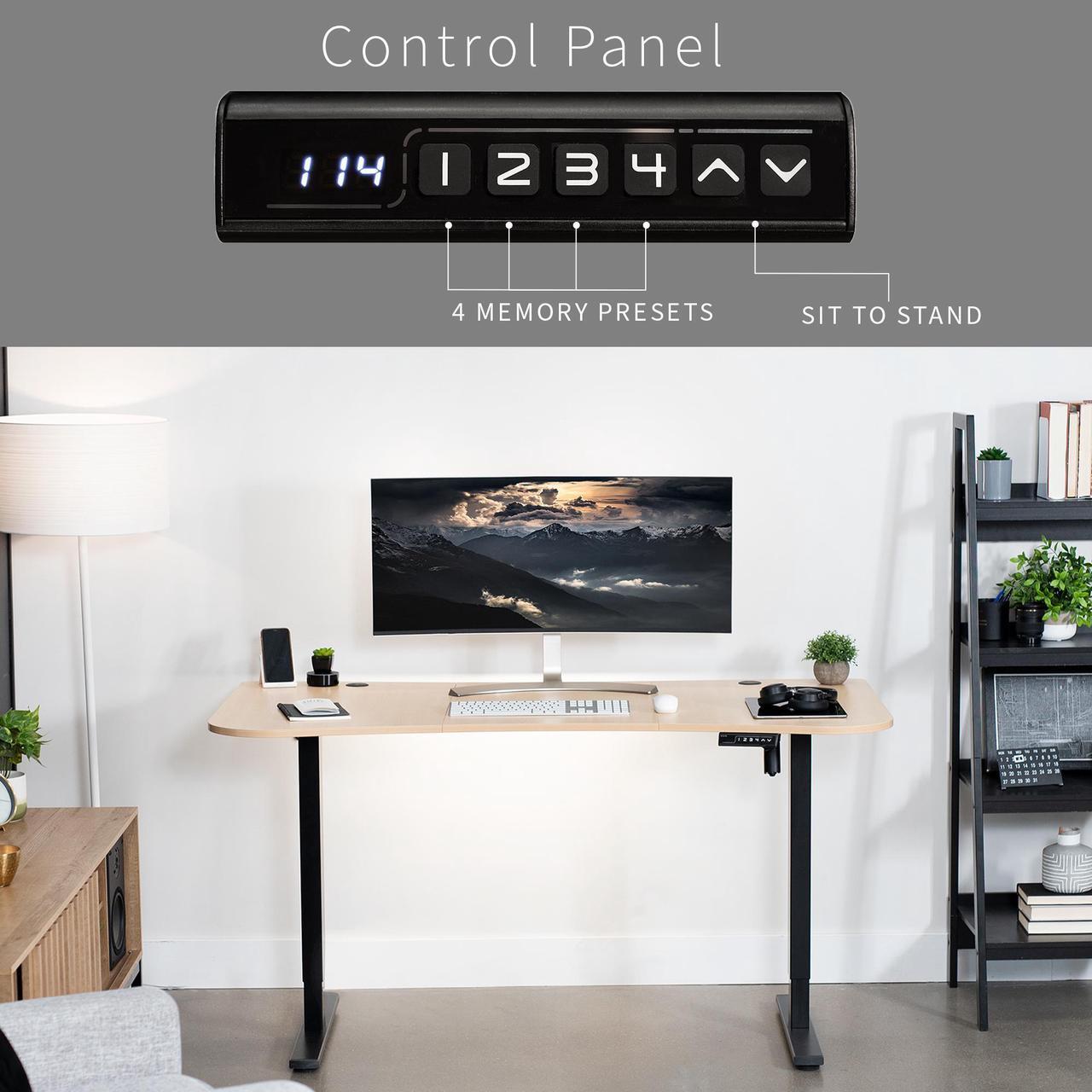 Alt view image 6 of 7 - VIVO Electric 63 x 32 Standup Desk w/ Memory Controller, Light Wood Table Top, Black Frame (DESK-KIT-1B1C)