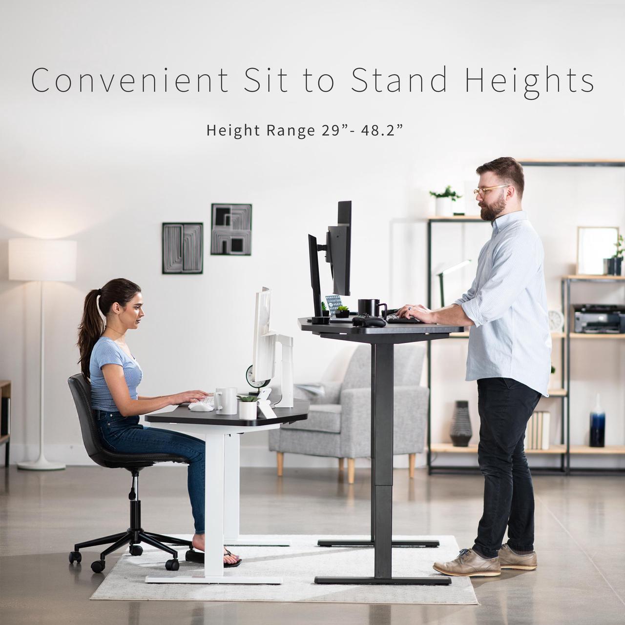 Alt view image 4 of 7 - VIVO Electric 63 x 32 Standup Desk w/ Memory Controller, Light Wood Table Top, Black Frame (DESK-KIT-1B1C)
